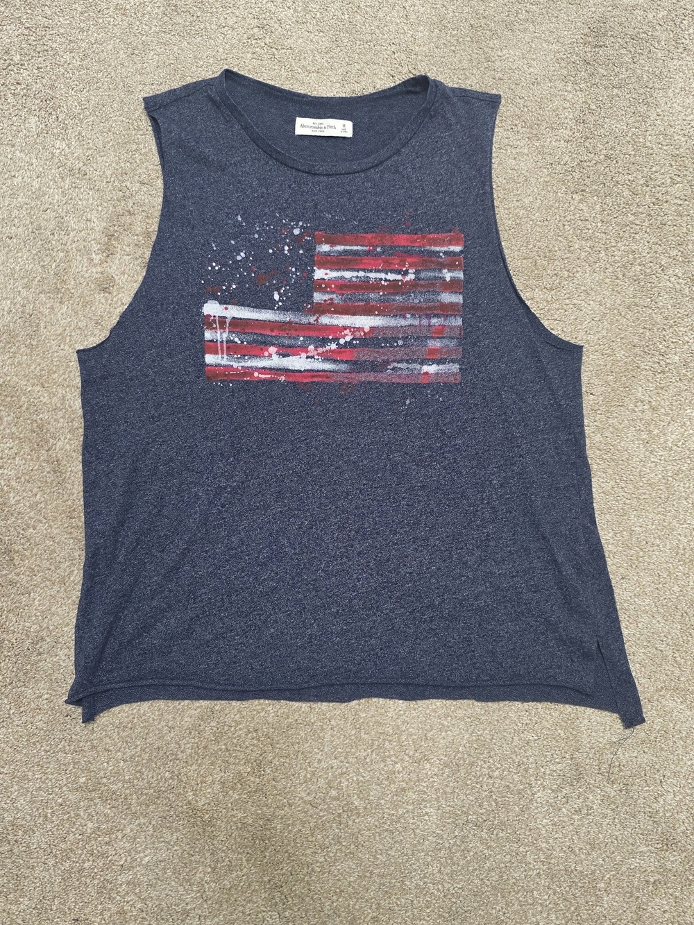 Americana Streetwear Gym Distressed Vintage Abercrombie Flag Muscle Tank M
